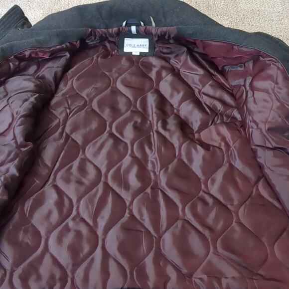 Cole Haan Men's Signature Melton Gray Wool Blend Trucker Coat M - Picture 8 of 10